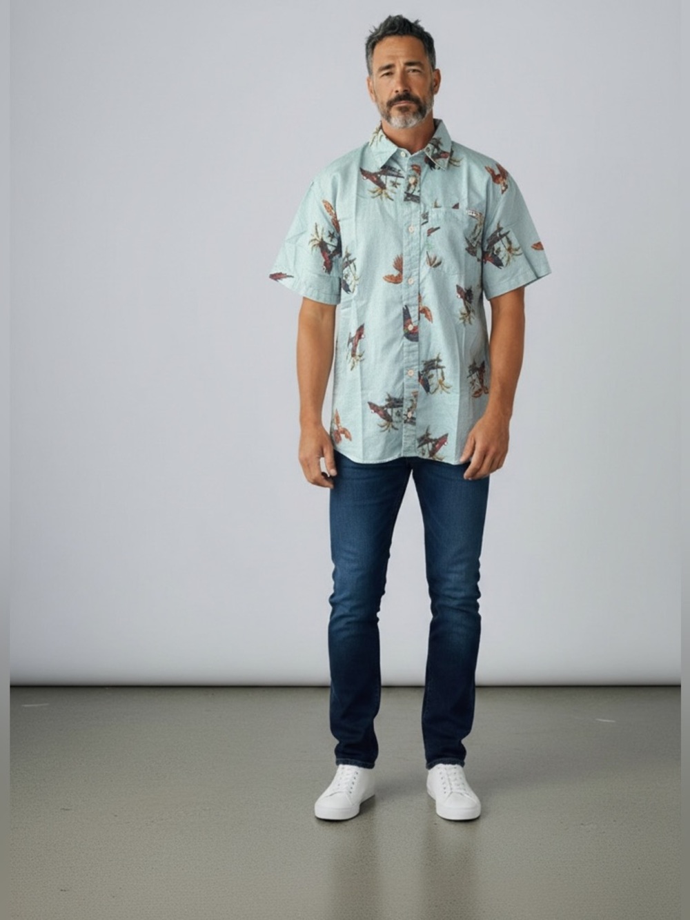 Empyre Short Sleeve Button-Down Shirt with Eagles